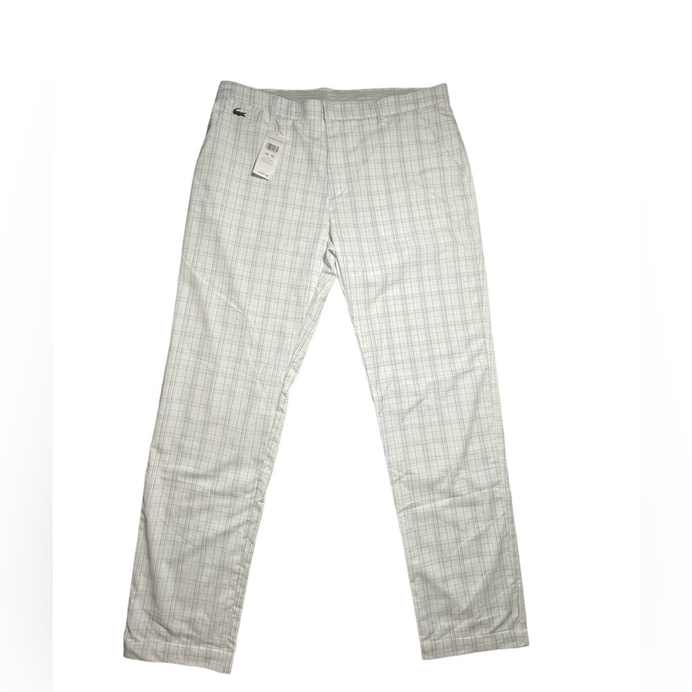 Lacoste Men's 38 Sport Light Stretch Plaid Golf Pants White/Navy Ultra Dry NWT
